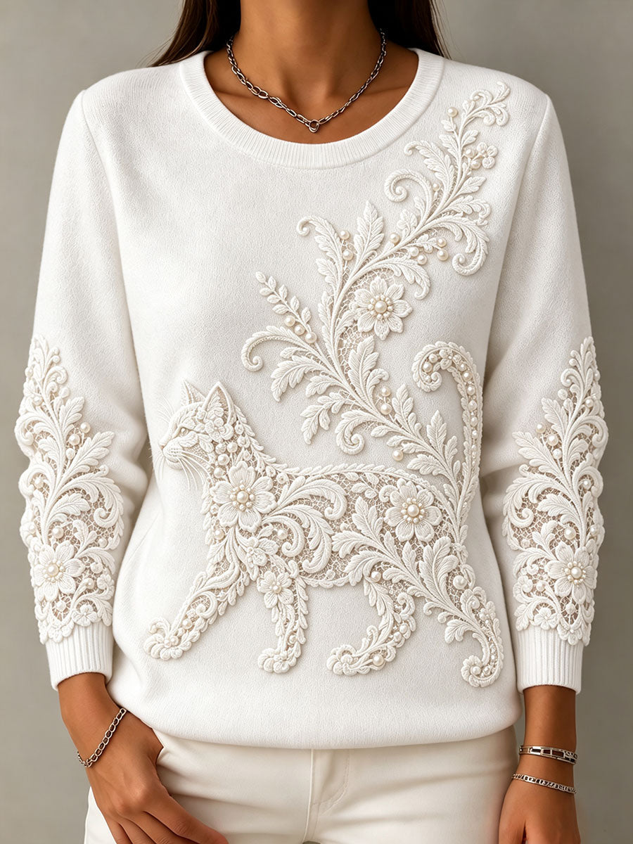 Women's floral cat-print tops gracestitchs