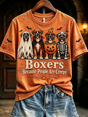 Women's Boxers Because People Are Creepy Halloween Print Short-sleeved T-shirt gracestitchs