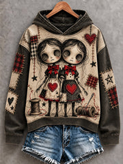 Women's Halloween Creepy Dolls Print Casual Hoodie gracestitchs