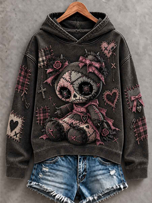 Women's Halloween Creepy Dolls Print Casual Hoodie
