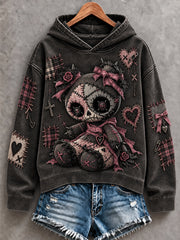 Women's Halloween Creepy Dolls Print Casual Hoodie gracestitchs