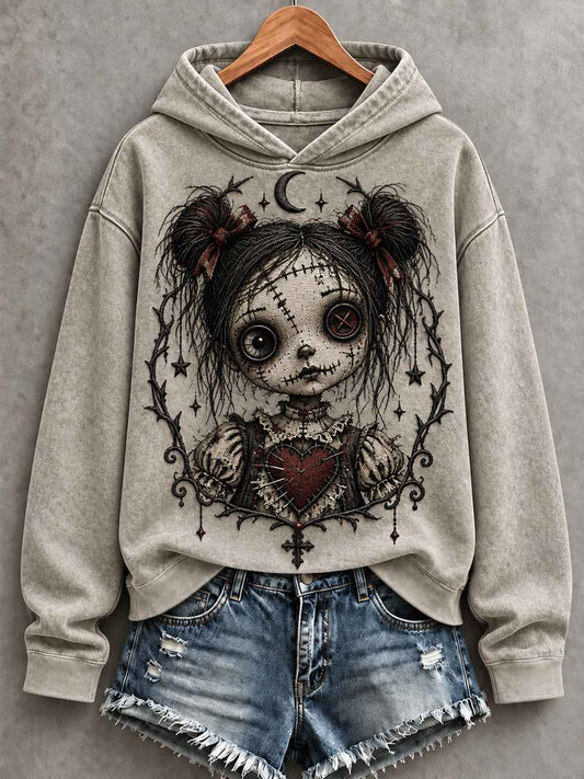 Women's Halloween Art Patchwork Print Casual Hoodie