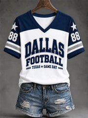 Women's Football Gameday Gift For Football Fans Casual V-Neck Tee gracestitchs