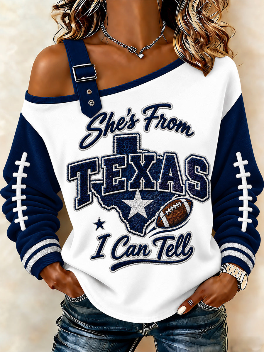 Women's Football Gameday Gift For Football Fans Casual Off-Shoulder Sweatshirt gracestitchs