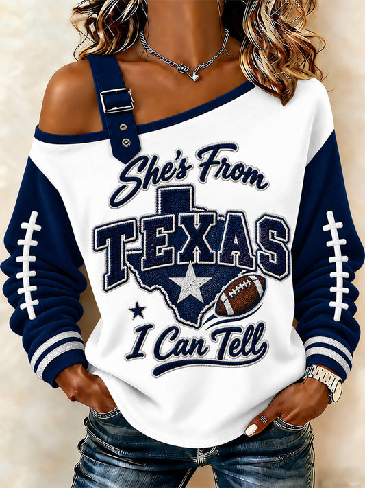 Women's Football Gameday Gift For Football Fans Casual Off-Shoulder Sweatshirt gracestitchs