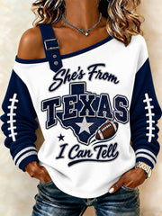 Women's Football Gameday Gift For Football Fans Casual Off-Shoulder Sweatshirt gracestitchs