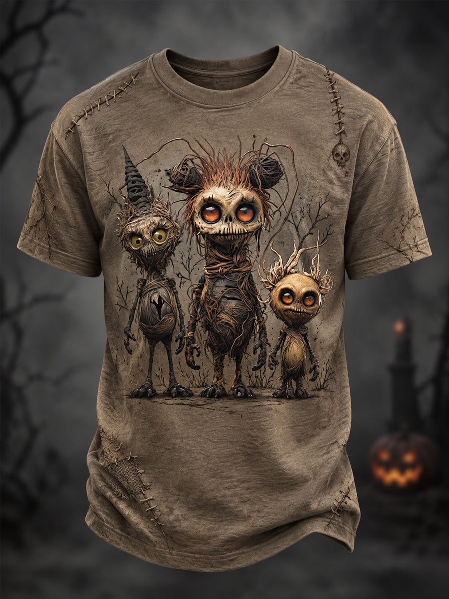Men's Halloween Creepy Dolls Print Casual Tee gracestitchs