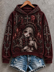 Women's Halloween Creepy Dolls Print Casual Hoodie gracestitchs