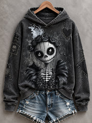 Women's Halloween Creepy Dolls Print Casual Hoodie gracestitchs