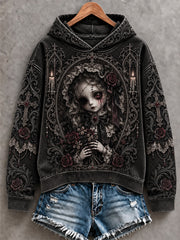 Women's Halloween Creepy Dolls Print Casual Hoodie gracestitchs
