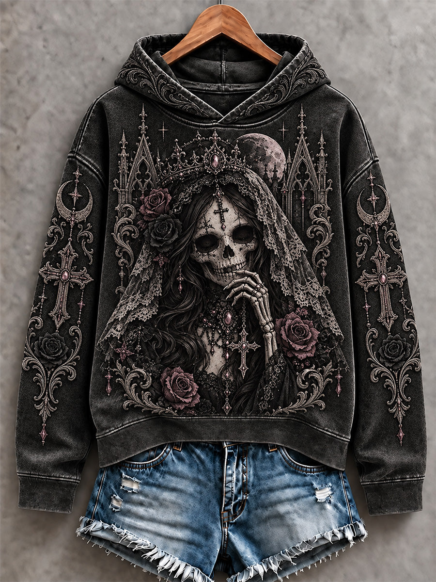 Women's Halloween Scary Skull Print Casual Hoodie gracestitchs