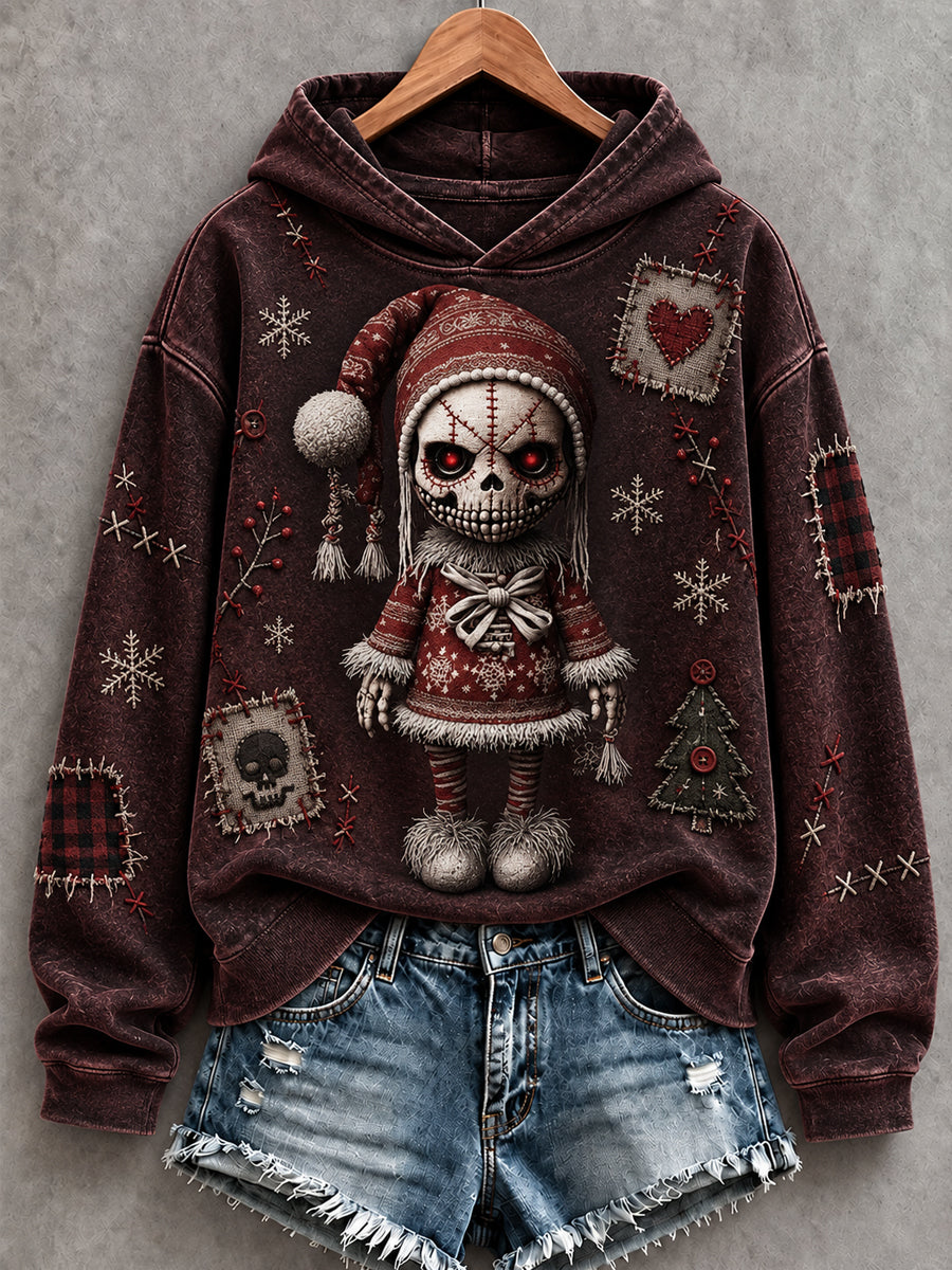Women's Halloween Creepy Dolls Print Casual Hoodie gracestitchs
