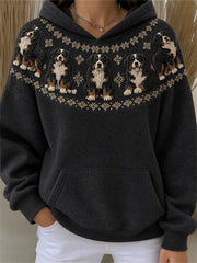 Women's Vintage Bernese Mountain Dogs Yoke Isle Print Hoodie gracestitchs