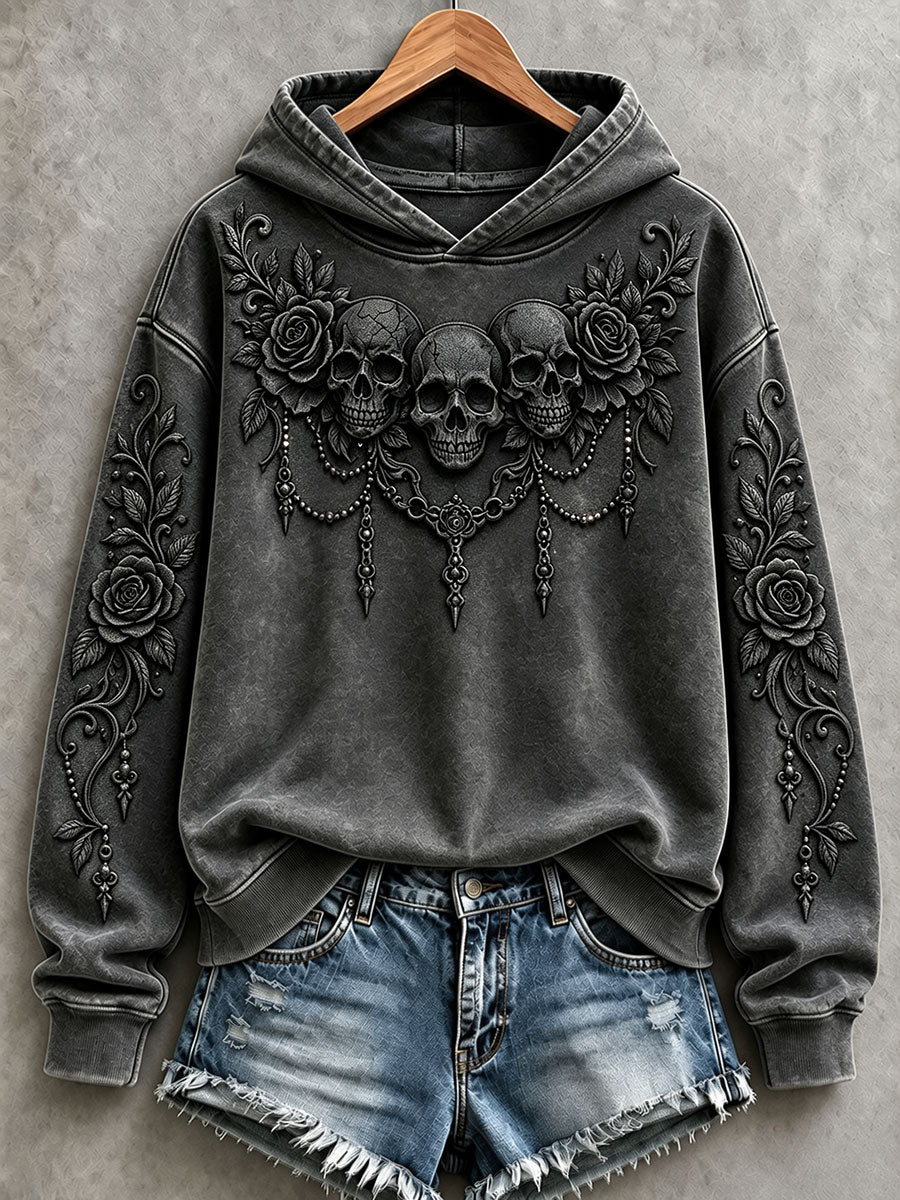Women's Gothic Skull Halloween Hoodies gracestitchs