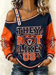Women's Football Gameday Gift For Football Fans Casual Off-Shoulder Sweatshirt gracestitchs