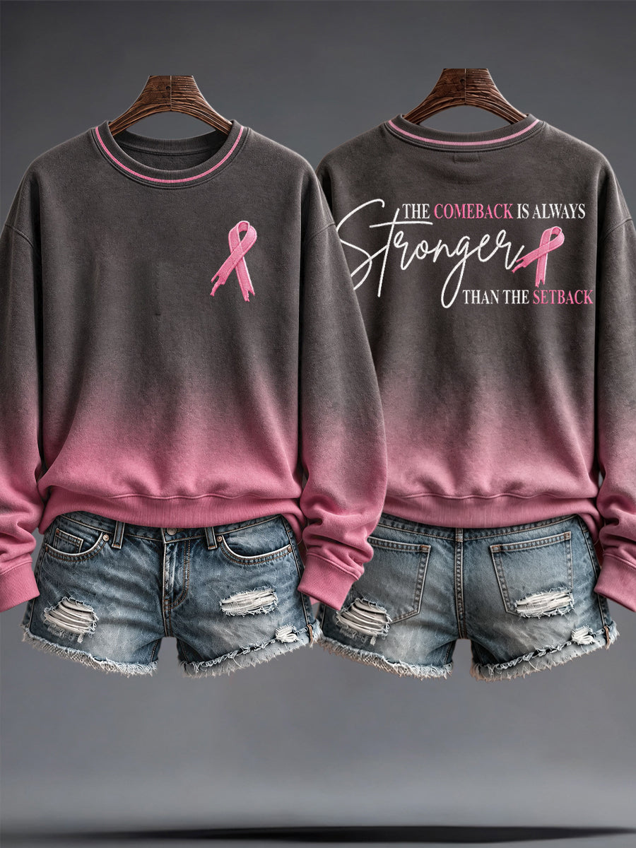 Women's Breast Cancer Awareness Art Printed Sweatshirt gracestitchs