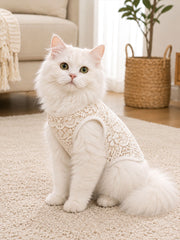 Floral Lace Print Cat Vests gracestitchs
