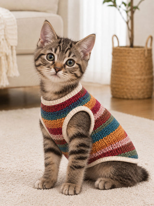 Colorful Striped Sleeveless Pet Vest (Suitable for Cats and Dogs) gracestitchs