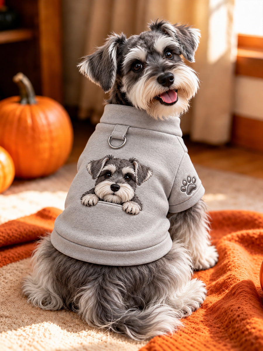 Cute Schnauzer Print Dog Short-Sleeve Shirt (with D-ring) gracestitchs