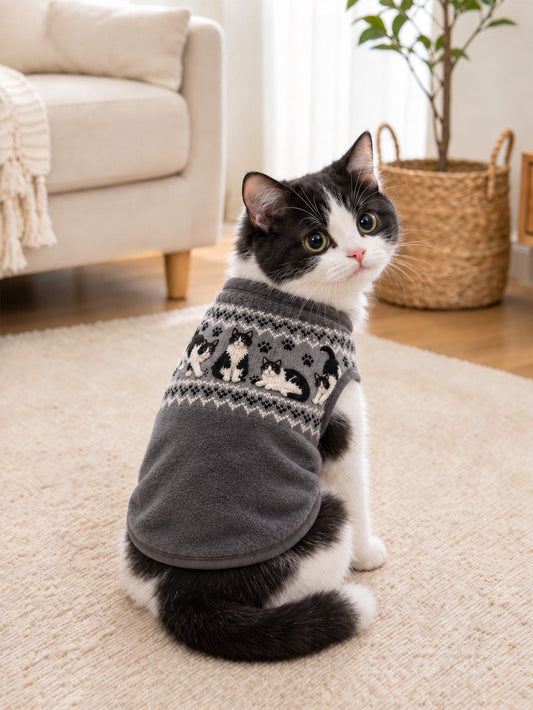 Tuxedo Cat Pattern Design Pet Sleeveless Vest gracestitchs