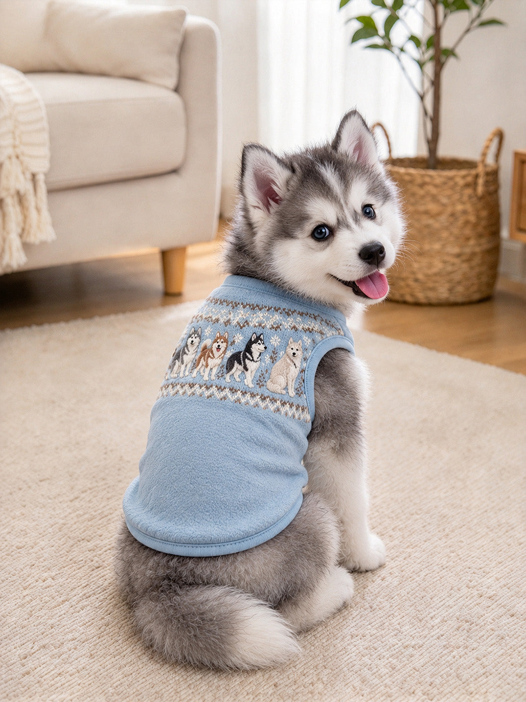 Siberian Husky Pattern Design Pet Sleeveless Vest gracestitchs