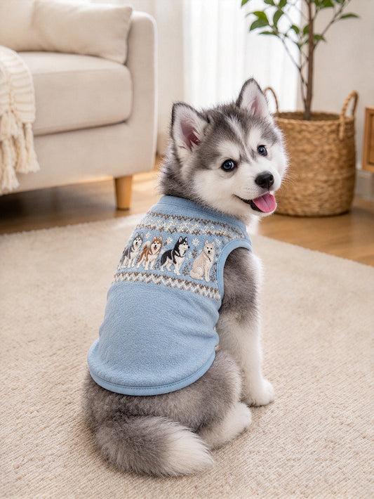 Siberian Husky Pattern Design Pet Sleeveless Vest gracestitchs