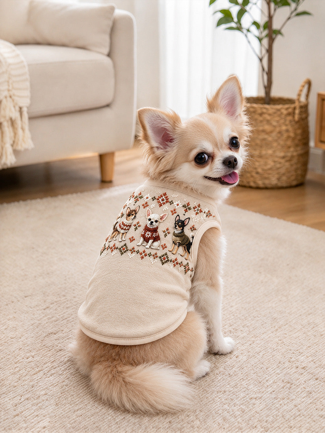 Chihuahua Pattern Design Pet Sleeveless Vest gracestitchs