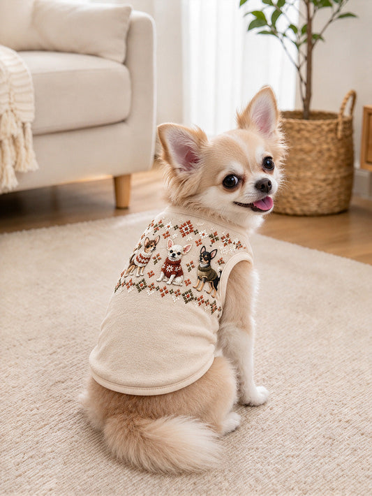 Chihuahua Pattern Design Pet Sleeveless Vest gracestitchs