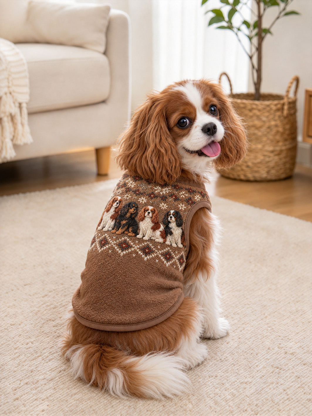 Cavalier King Charles Spaniel Pattern Design Pet Sleeveless Vest gracestitchs