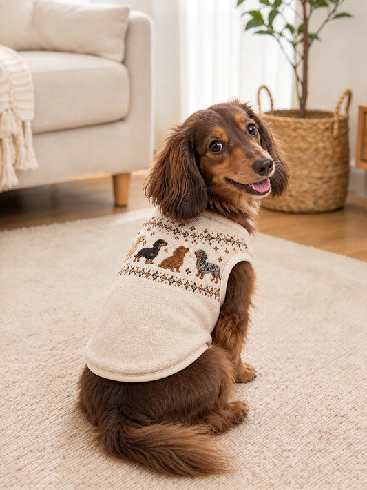 Dachshund Pattern Design Pet Sleeveless Vest gracestitchs