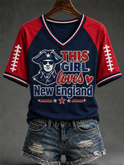Women's Football Gameday Gift For Football Fans Casual V-Neck Tee gracestitchs