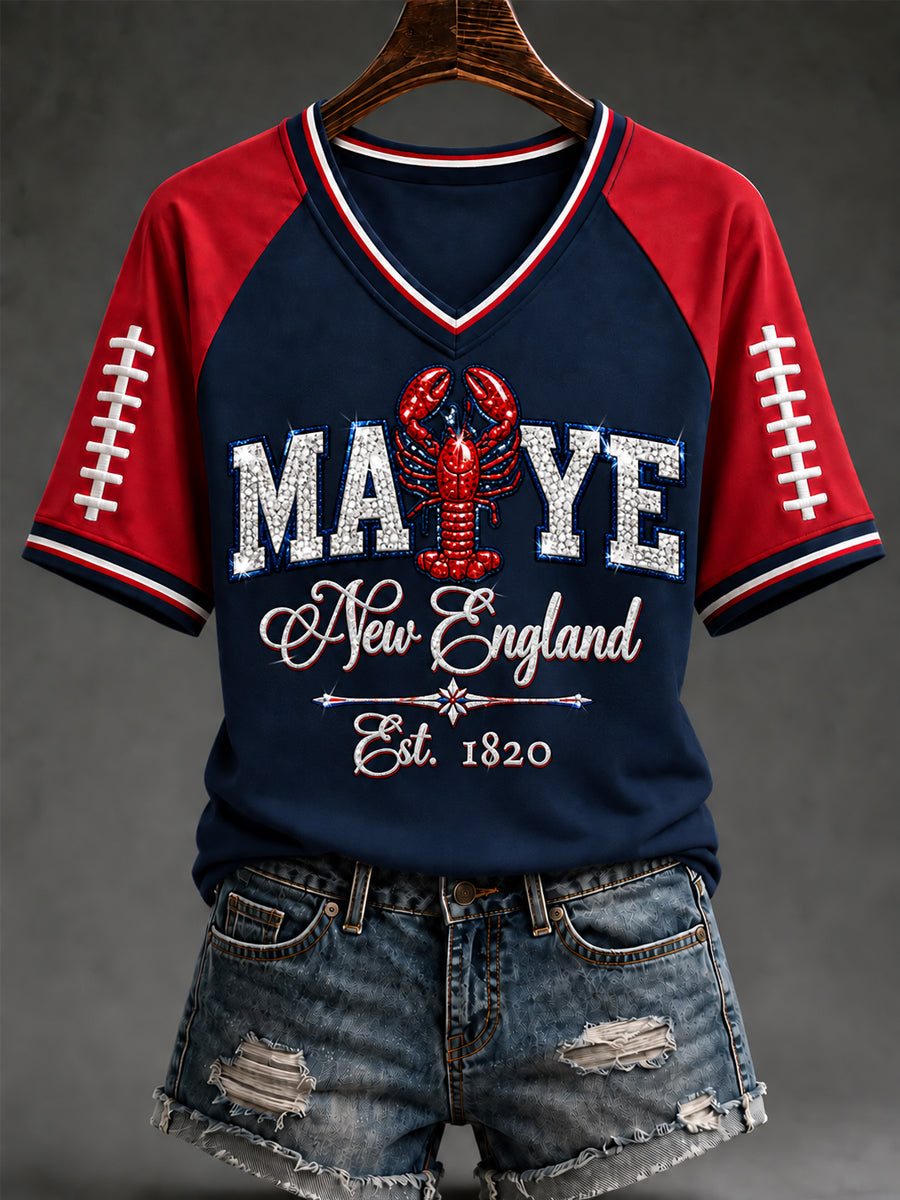 Women's Football Gameday Gift For Football Fans Casual V-Neck Tee gracestitchs