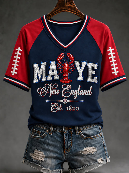 Women's Football Gameday Gift For Football Fans Casual V-Neck Tee gracestitchs