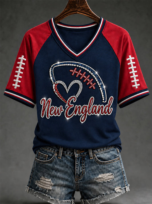 Women's Football Gameday Gift For Football Fans Casual V-Neck Tee gracestitchs