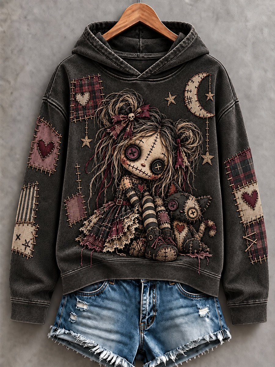 Women's Halloween Creepy Dolls Print Casual Hoodie gracestitchs