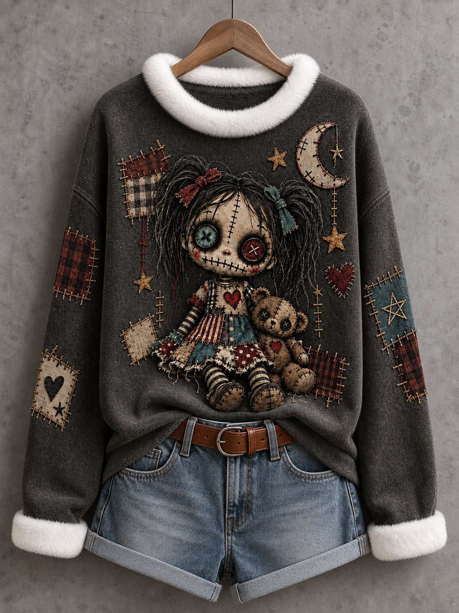 Women's Halloween Creepy Dolls Print Casual Top gracestitchs