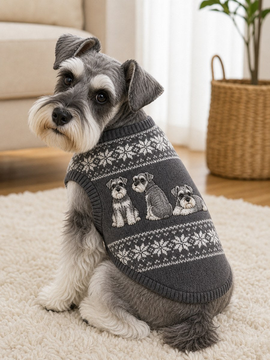 Vintage Schnauzer Dogs Isle Pattern Print Pet Sleeveless Vest gracestitchs