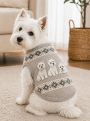 Vintage West Highland White Terrier Dogs Isle Pattern Print Pet Sleeveless Vest gracestitchs