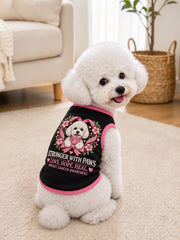 Stronger With Paws and Pink Awareness Ribbon Pattern Pet Sleeveless Vest gracestitchs