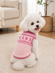 Dog Paws and Pink Awareness Ribbon Pattern Pet Sleeveless Vest gracestitchs