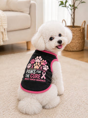 PAWS FOR THE CURE Breast Cancer Awareness Pattern Pet Sleeveless Vest gracestitchs