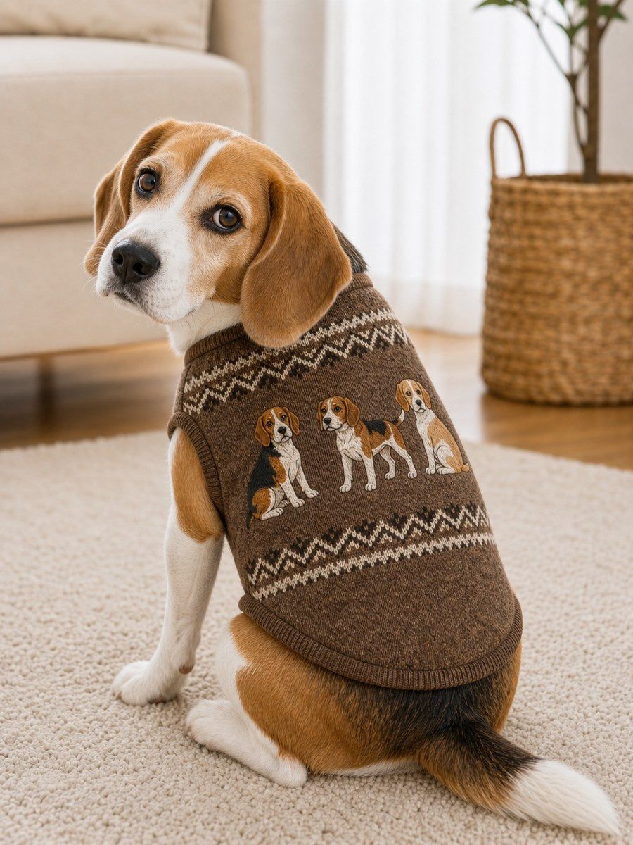 Vintage Beagle Dogs Isle Pattern Print Pet Sleeveless Vest gracestitchs