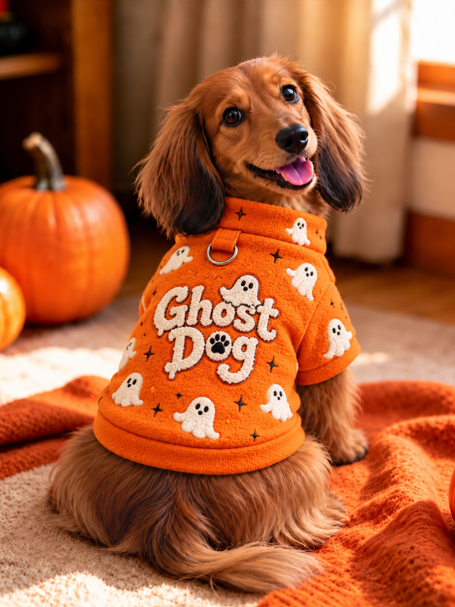 Halloween Ghost Dog Pet Short-Sleeve Shirt (with D-ring) gracestitchs
