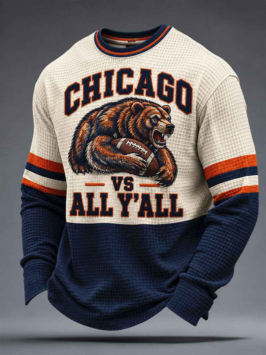 Men's Chicago Football Lover Printed Waffle Sweatshirt