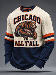 Men's Chicago Football Lover Printed Waffle Sweatshirt gracestitchs