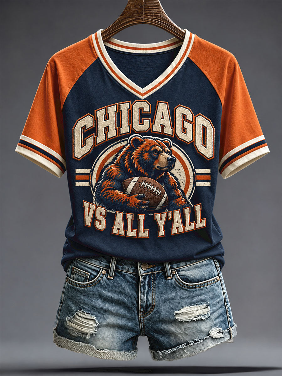 Women's Chicago Football Lover Printed T-shirt gracestitchs
