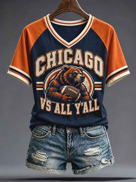Women's Chicago Football Lover Printed T-shirt