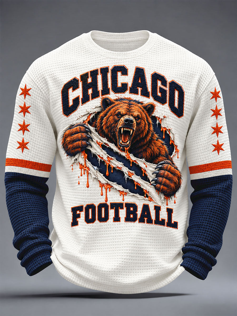 Men's Chicago Football Lover Printed Waffle Tops gracestitchs