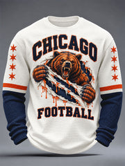 Men's Chicago Football Lover Printed Waffle Tops gracestitchs