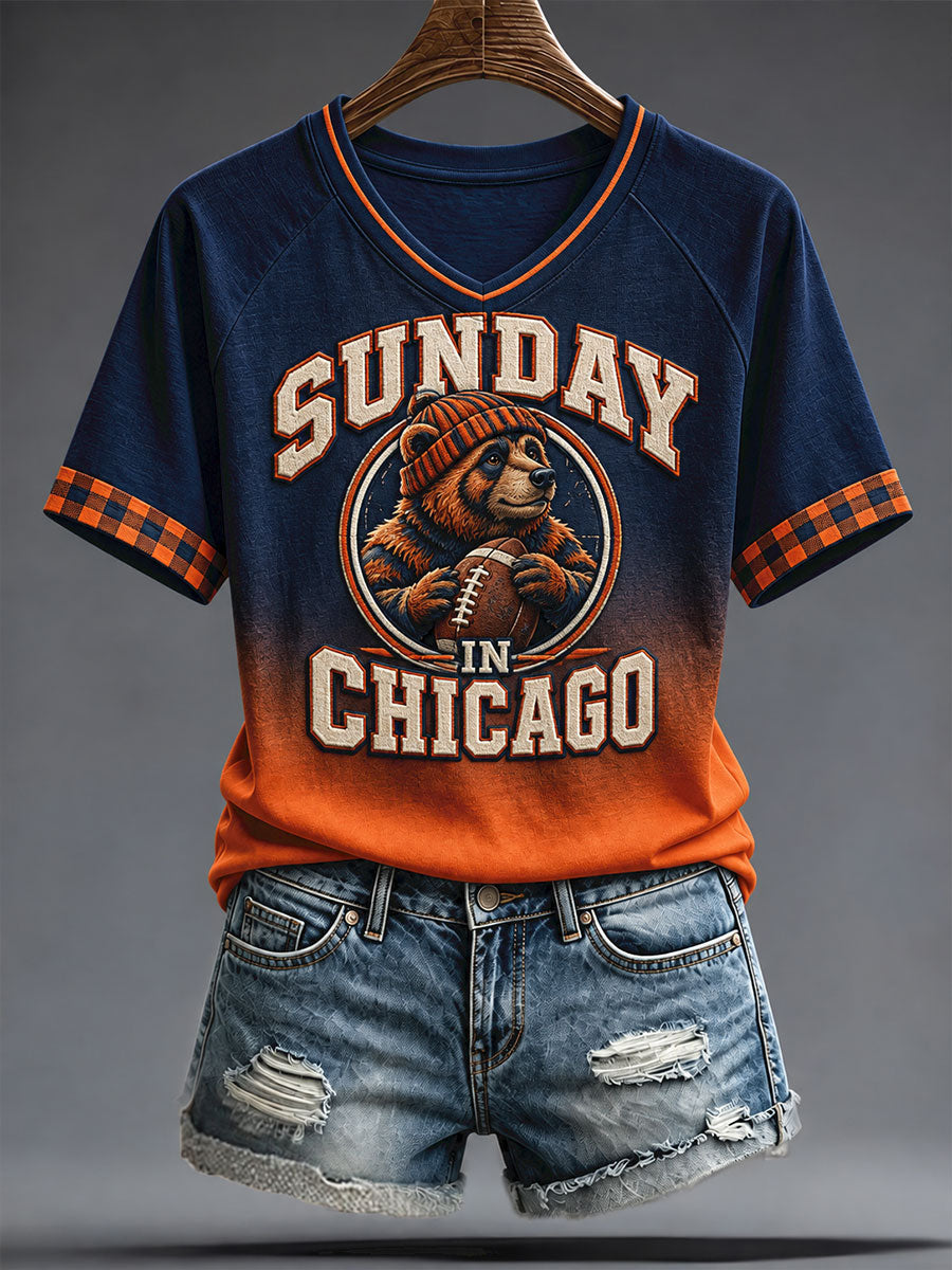 Women's Chicago Football Lover Printed T-shirt gracestitchs